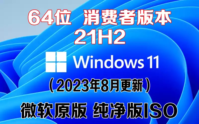 Windows 11 消费者版本 21H2（2023年8月更新）x64系统下载